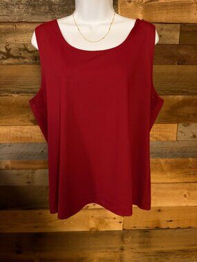 Chico's Deep Red Tank Top XL 16-18 Nylon spandex Stretch Sleeveless